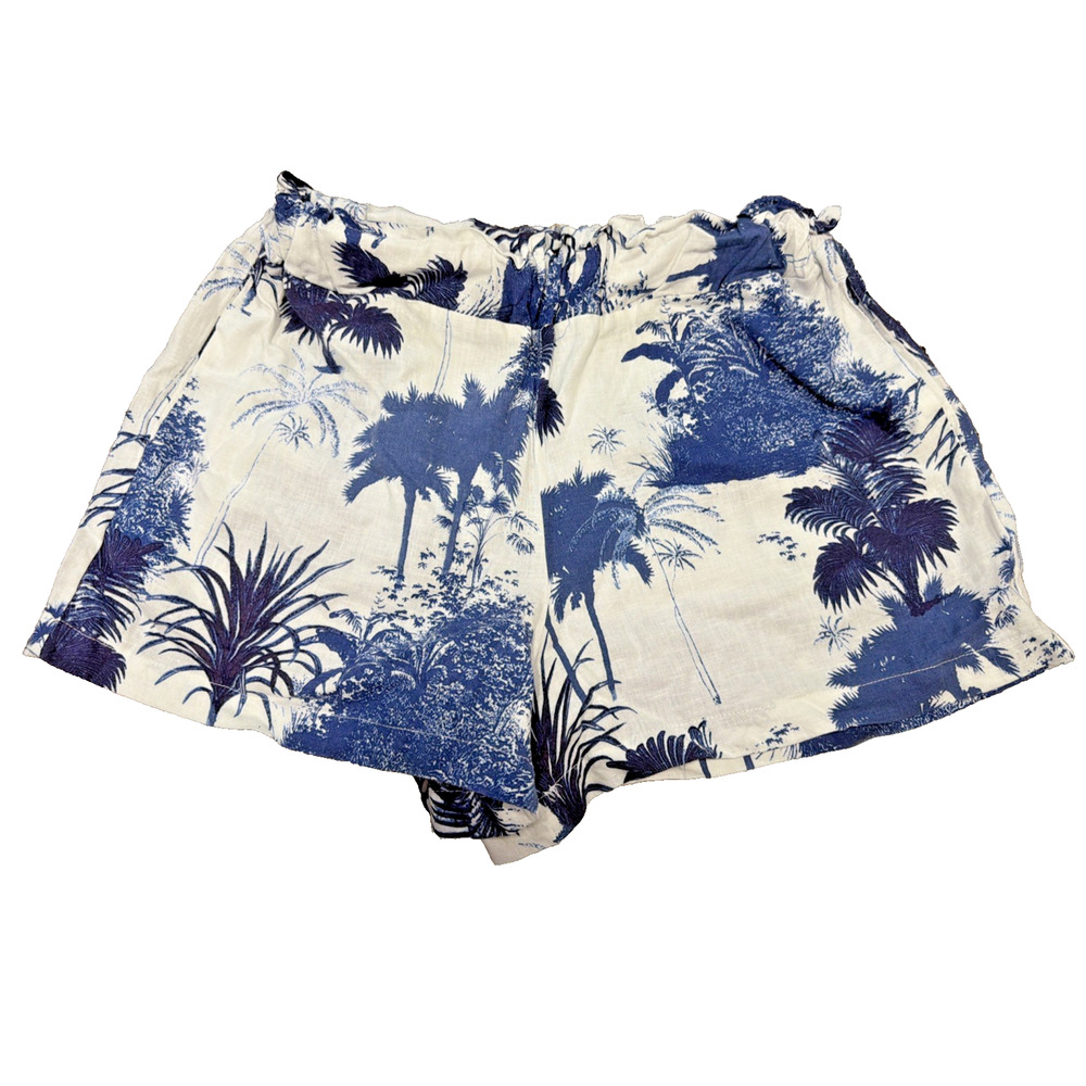 C&C California Palm Print Linen Blend Shorts S
